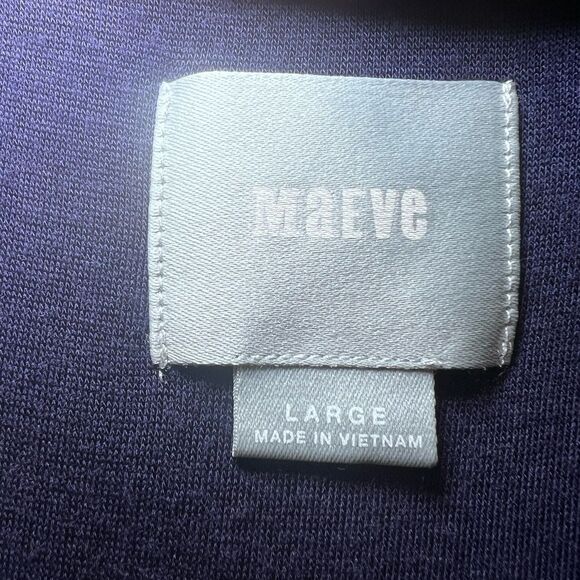 Maeve Anthropologie Navy Textured Sleeveless A-Line Dress L Scalloped Lace Back - Picture 7 of 9